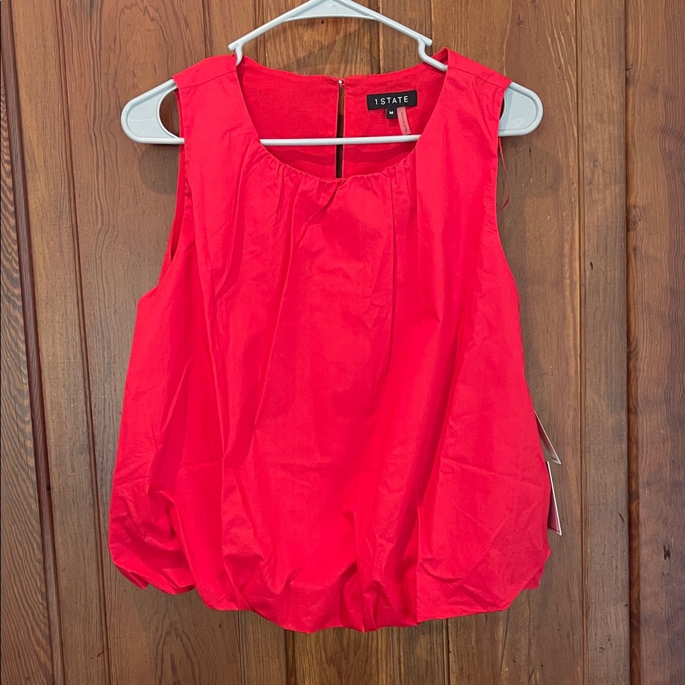1. State Bright Red Sleeveless Bubble-Hem Tank
